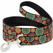 Dog Leash - Boho Mandala Burgundy/Yellow/Turquoise/Orange