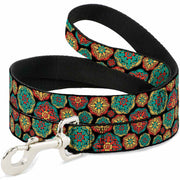Dog Leash - Boho Mandala Black/Yellow/Turquoise/Orange
