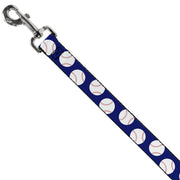 Dog Leash - Baseballs Scattered Blue