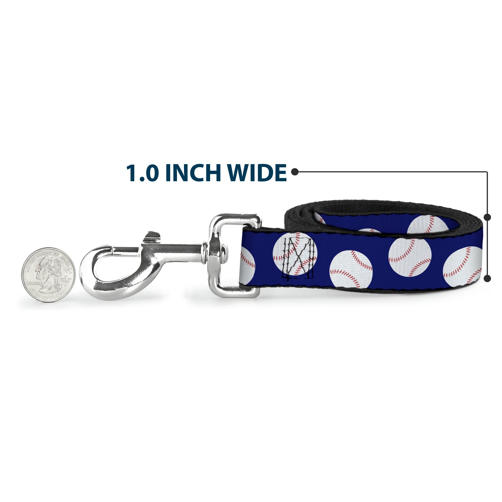 Dog Leash - Baseballs Scattered Blue