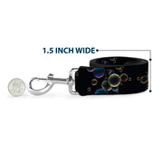 Dog Leash - Bubbles Black/Iridescent Multi Color