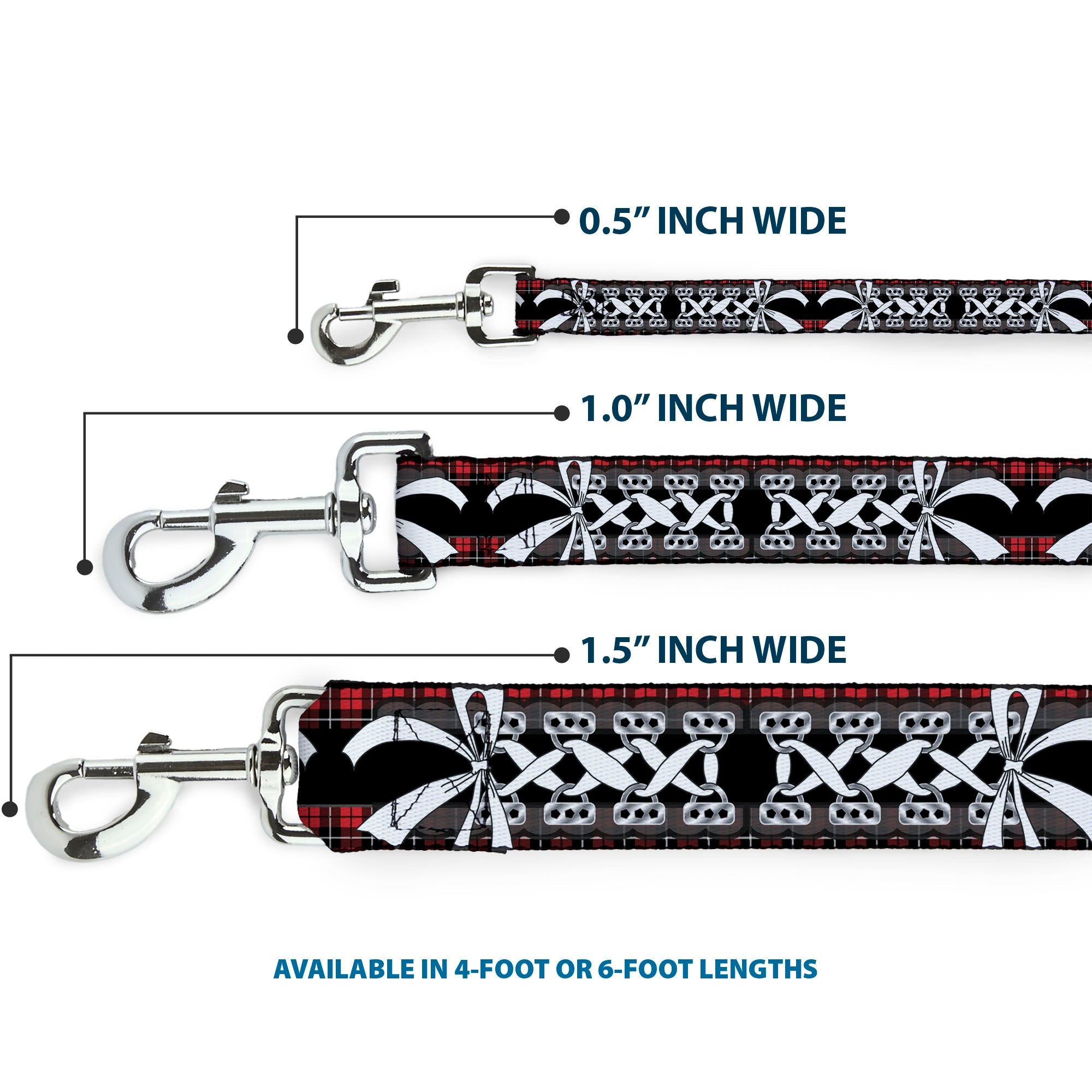Dog Leash - Corset Lace Up w/Bow Red Plaid/Black