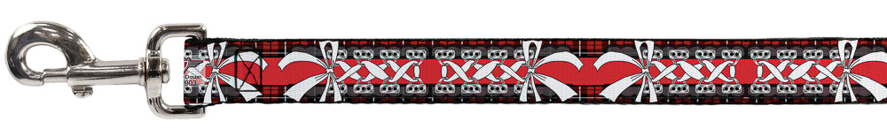 Dog Leash - Corset Lace Up w/Bow Red Plaid/Red