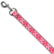 Dog Leash - Cute Skulls w/Checkers Pinks/White