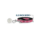 Dog Leash - Cute Skulls w/Checkers Pinks/White