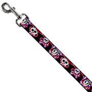 Dog Leash - Cute Skulls w/Hearts