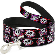 Dog Leash - Cute Skulls w/Hearts