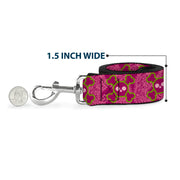 Dog Leash - Cute Skulls w/Paisley Purple/Pink/Green