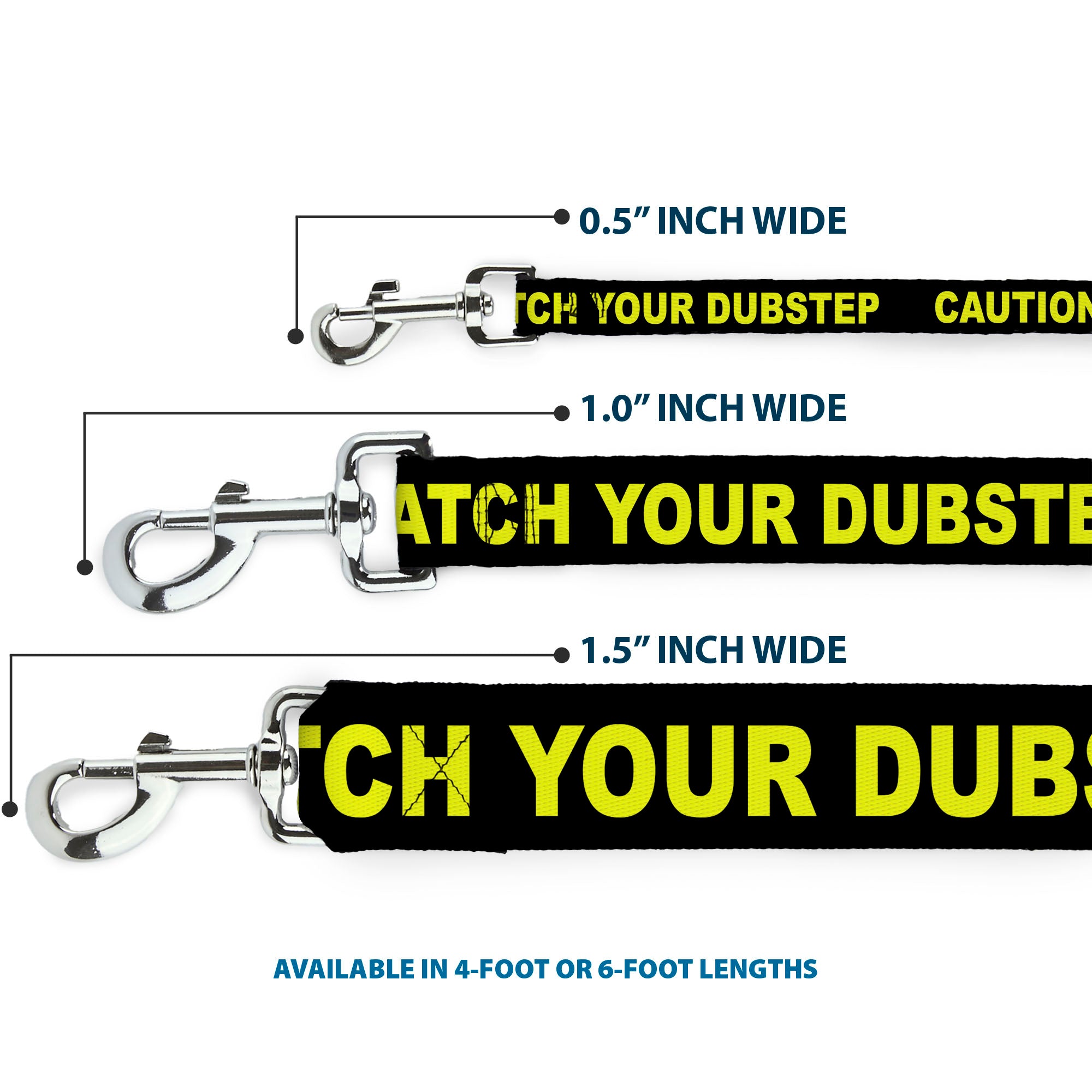 Dog Leash - CAUTION WATCH YOUR DUBSTEP Black/Yellow