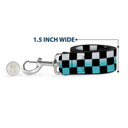 Dog Leash - Checker Black/Ombre Turquoise