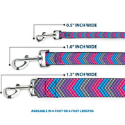 Dog Leash - Chevron Weave Gray/Lavender/Pink/Baby Blue