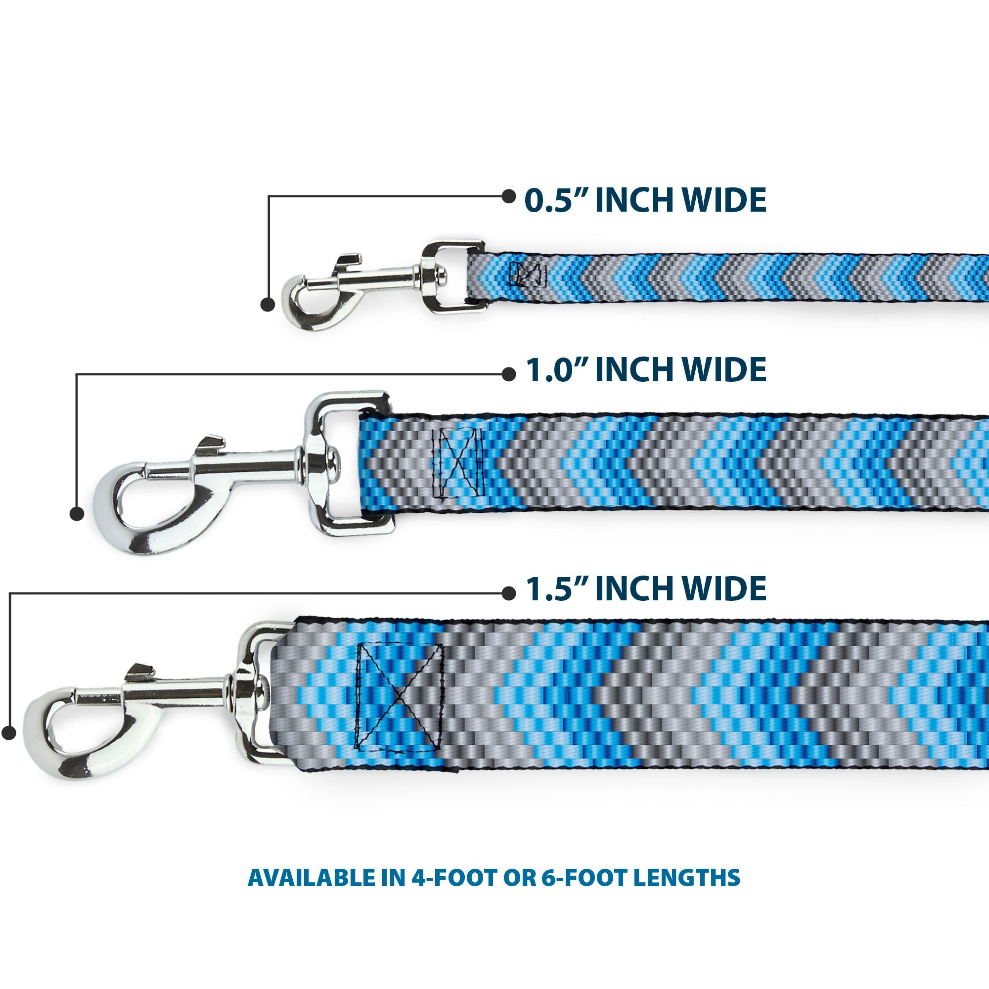 Dog Leash - Chevron Weave Grays/Blues