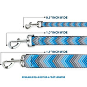 Dog Leash - Chevron Weave Grays/Blues