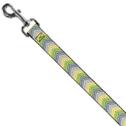 Dog Leash - Chevron Weave Grays/Yellow/Green