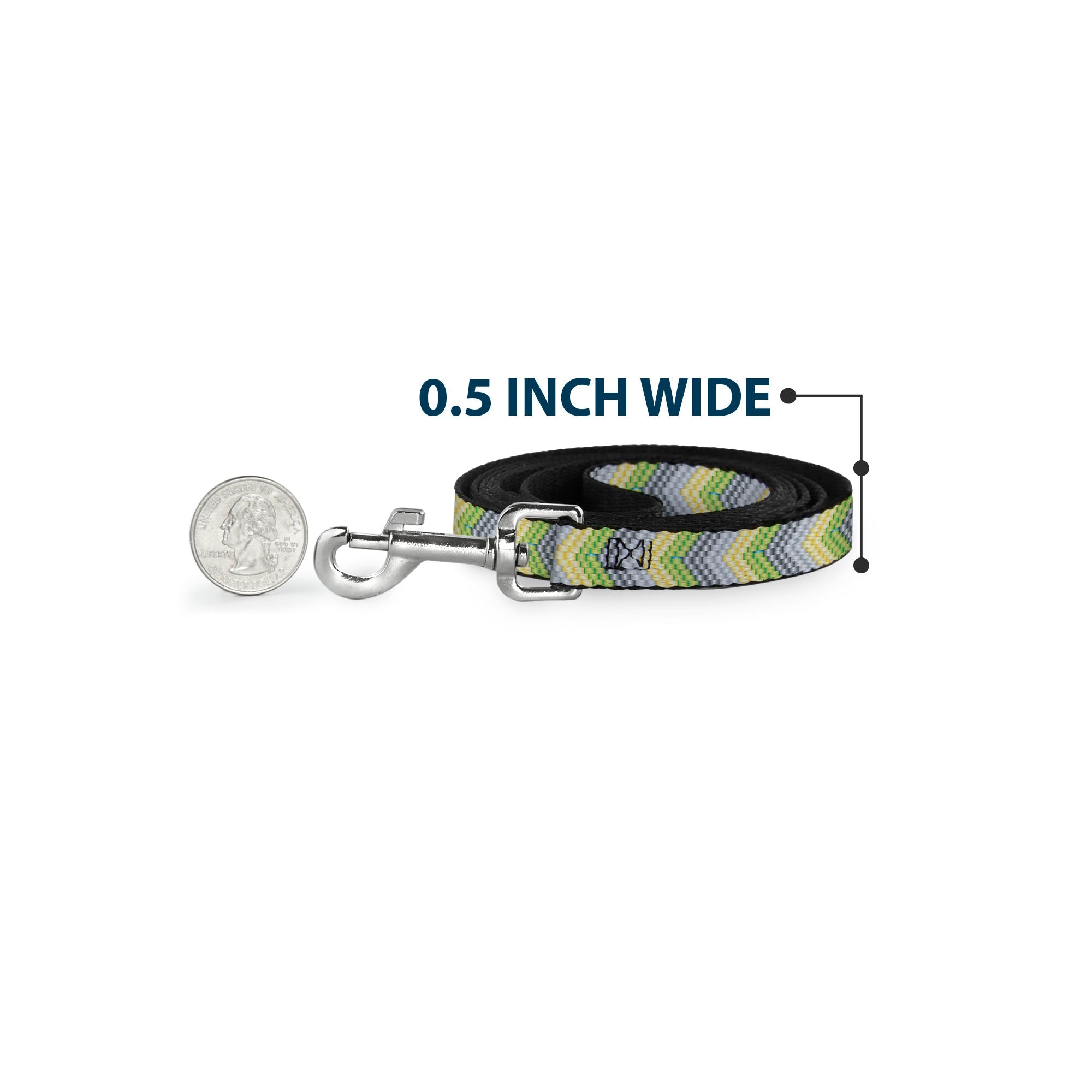 Dog Leash - Chevron Weave Grays/Yellow/Green