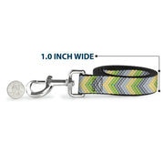 Dog Leash - Chevron Weave Grays/Yellow/Green