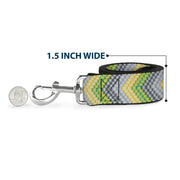 Dog Leash - Chevron Weave Grays/Yellow/Green