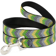 Dog Leash - Chevron Weave Grays/Yellow/Green