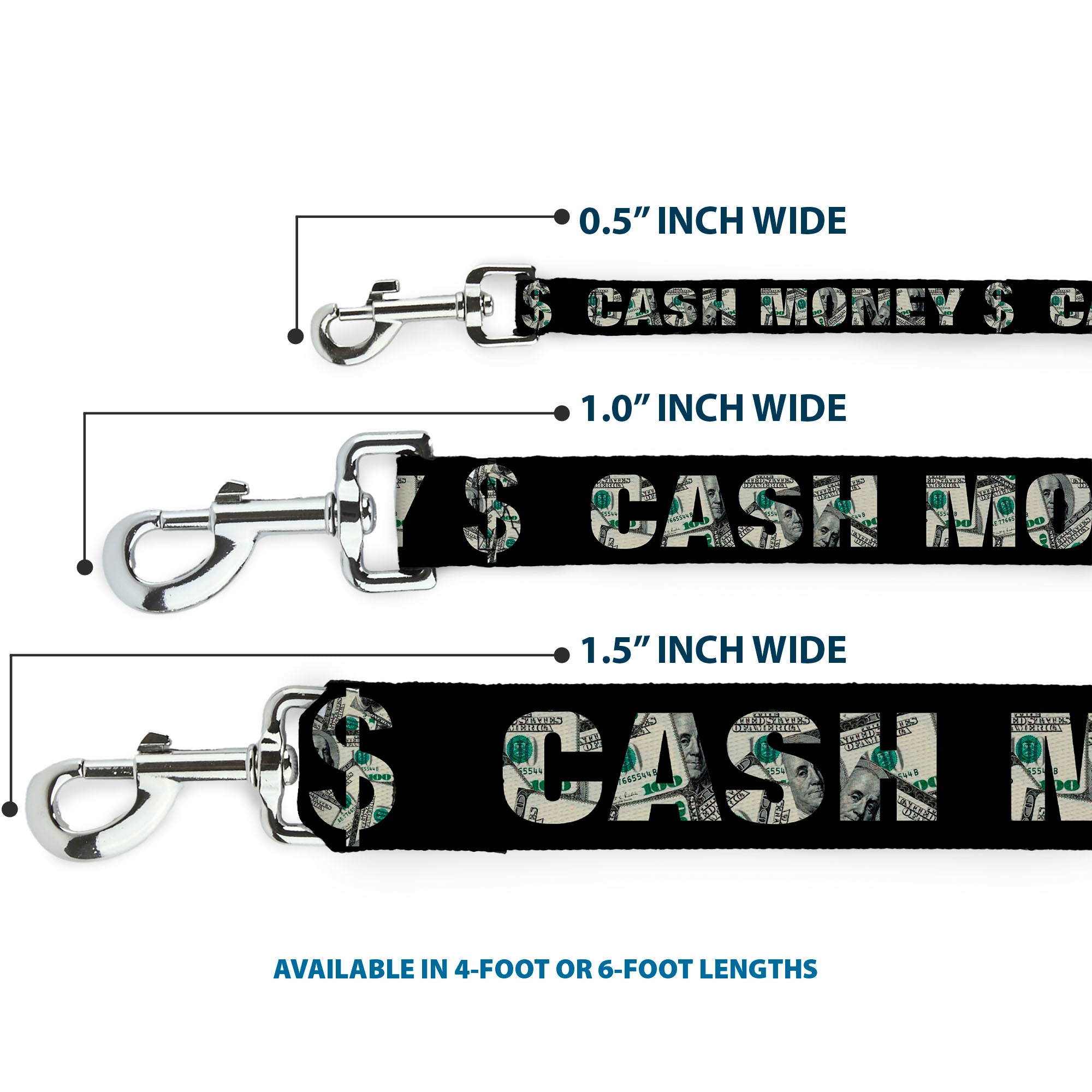 Dog Leash - CASH MONEY $ Black/Dollars