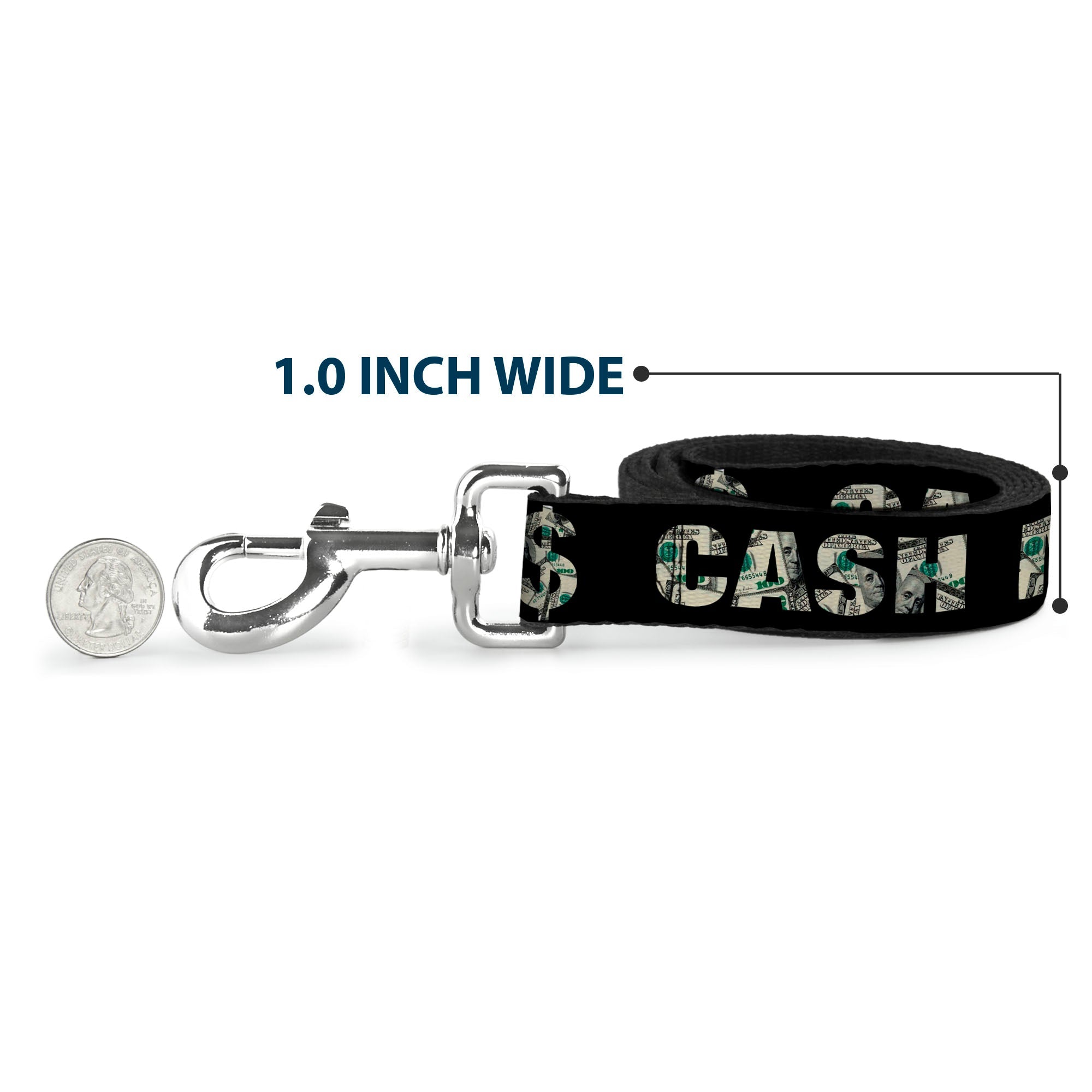 Dog Leash - CASH MONEY $ Black/Dollars