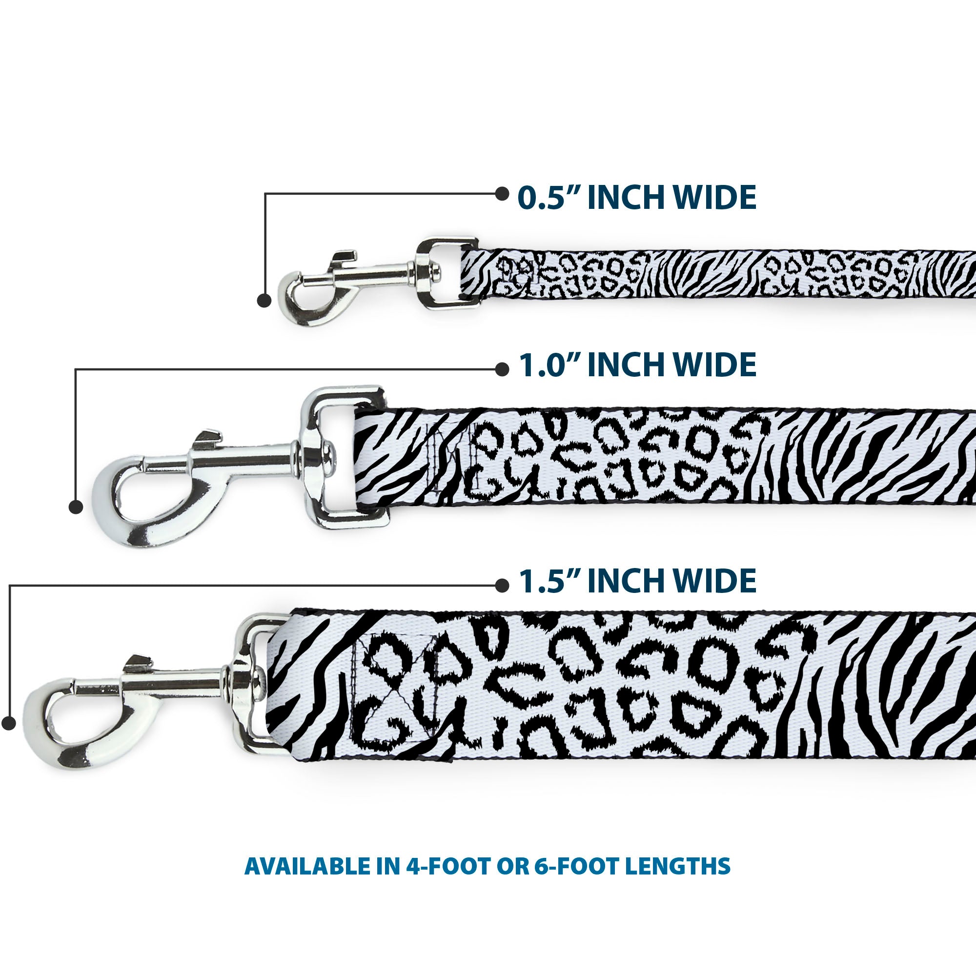 Dog Leash - Cheebra White/Black