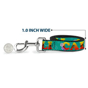 Dog Leash - CALI Tropical Aqua/Multi Color