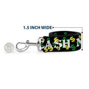 Dog Leash - CASH MONEY w/$$$ Black/White/Yellow/Green