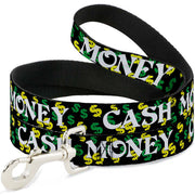 Dog Leash - CASH MONEY w/$$$ Black/White/Yellow/Green