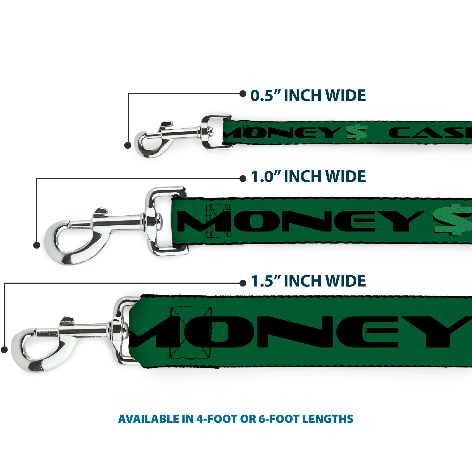 Dog Leash - CASH MONEY $ Green/Black