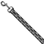 Dog Leash - Cartoon Sugar Skulls Stacked Black/White