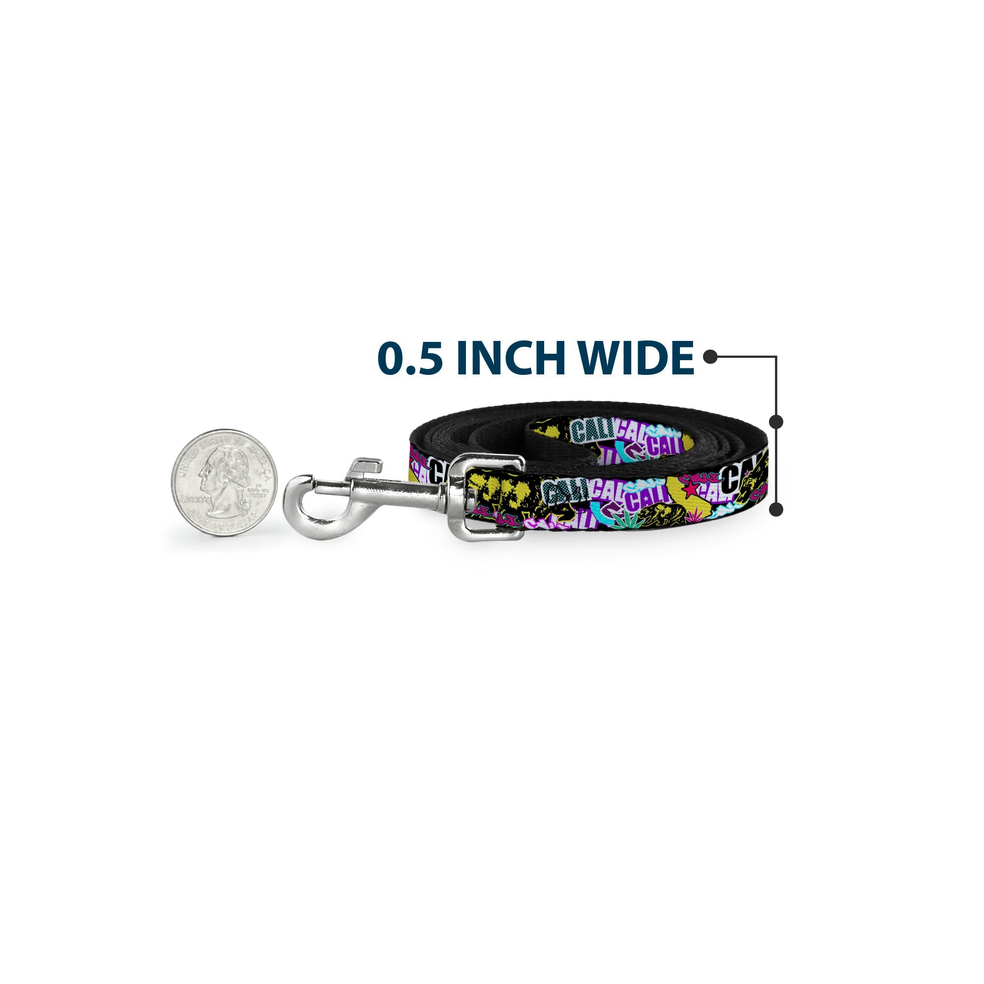 Dog Leash - Cali Bear/CALI Graffiti/Pot Leaves Black/Multi Color