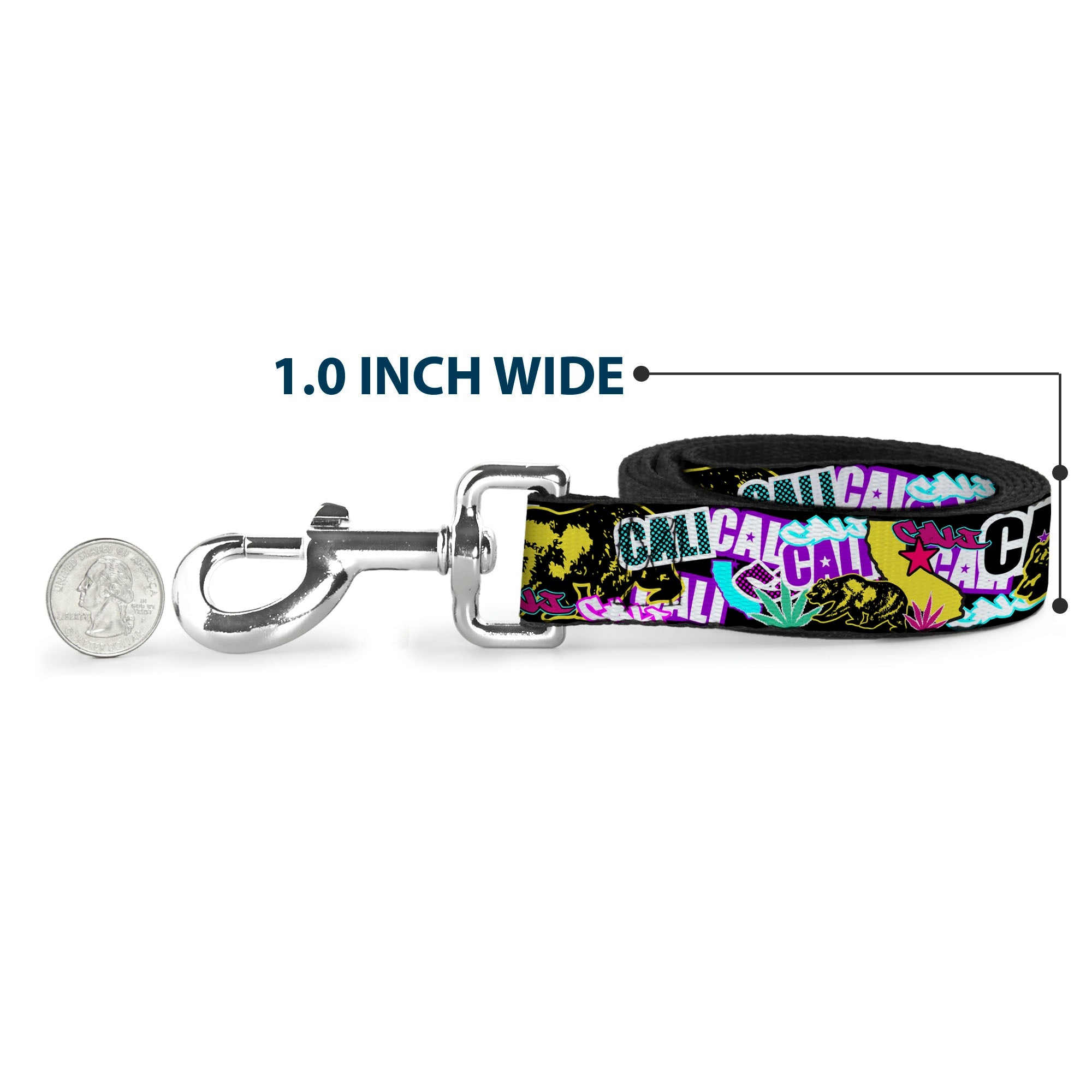 Dog Leash - Cali Bear/CALI Graffiti/Pot Leaves Black/Multi Color