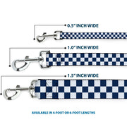 Dog Leash - Checker Sapphire Blue/White