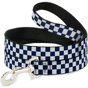 Dog Leash - Checker Sapphire Blue/White