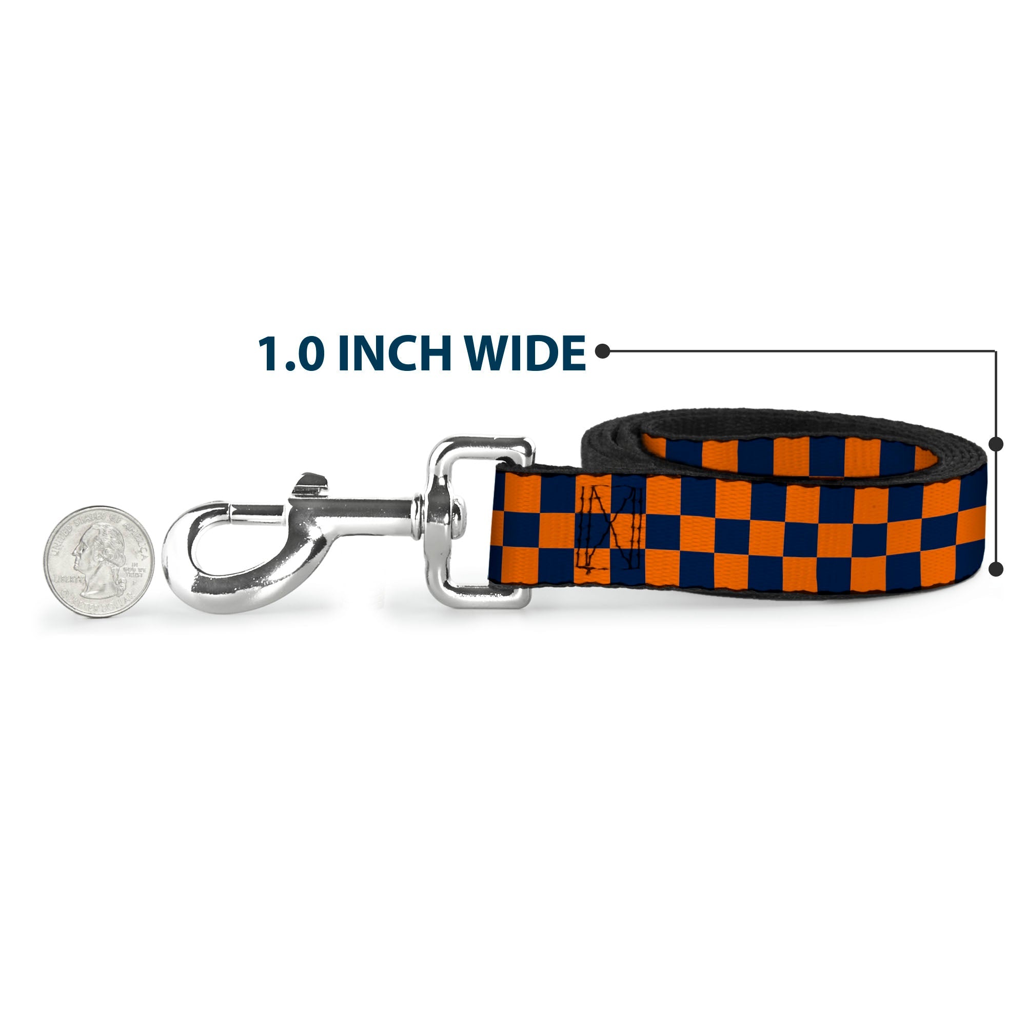 Dog Leash - Checker Orange/Dark Blue