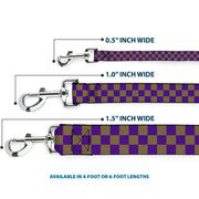 Dog Leash - Checker Purple/Gold