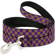 Dog Leash - Checker Purple/Gold