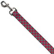 Dog Leash - Checker Crimson Red/Gray