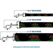 Dog Leash - California Flag Bear Black