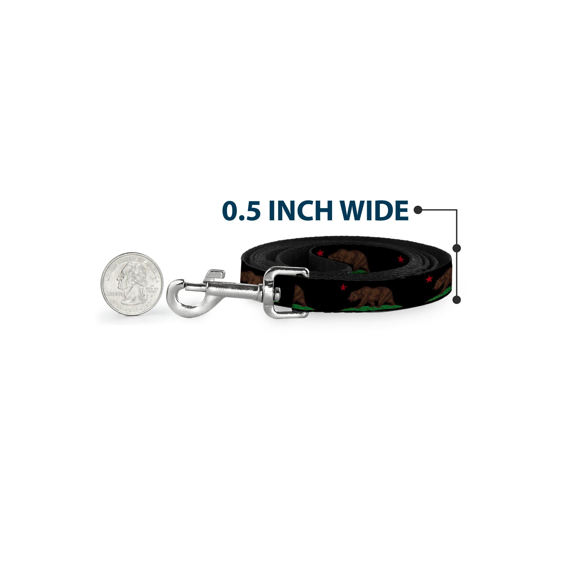 Dog Leash - California Flag Bear Black