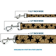 Dog Leash - Cheetah/Stars Tan/Black
