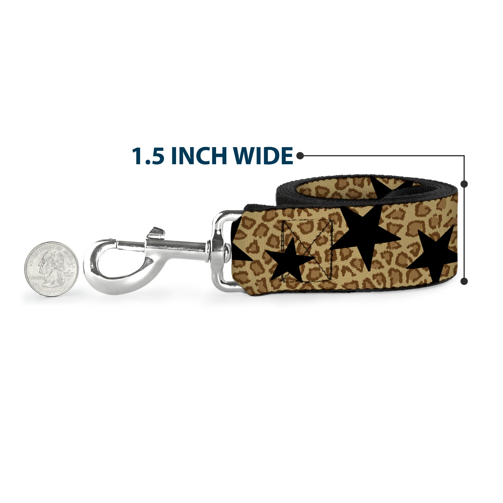 Dog Leash - Cheetah/Stars Tan/Black