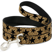 Dog Leash - Cheetah/Stars Tan/Black