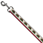 Dog Leash - California Flag Bear Weathered White