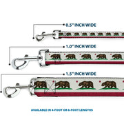 Dog Leash - California Flag Bear Weathered White