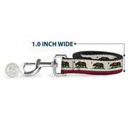 Dog Leash - California Flag Bear Weathered White