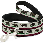 Dog Leash - California Flag Bear Weathered White