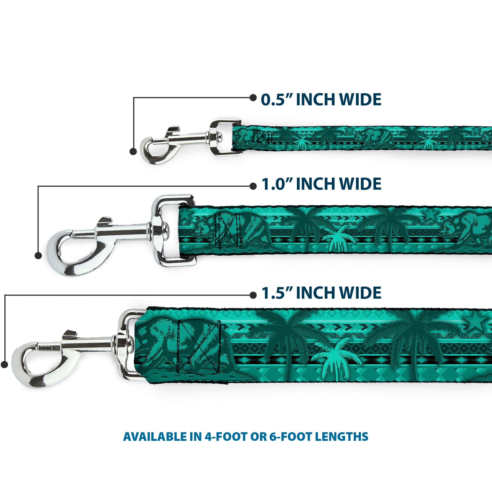 Dog Leash - Cali Bear/Palm Trees/Geometric Green