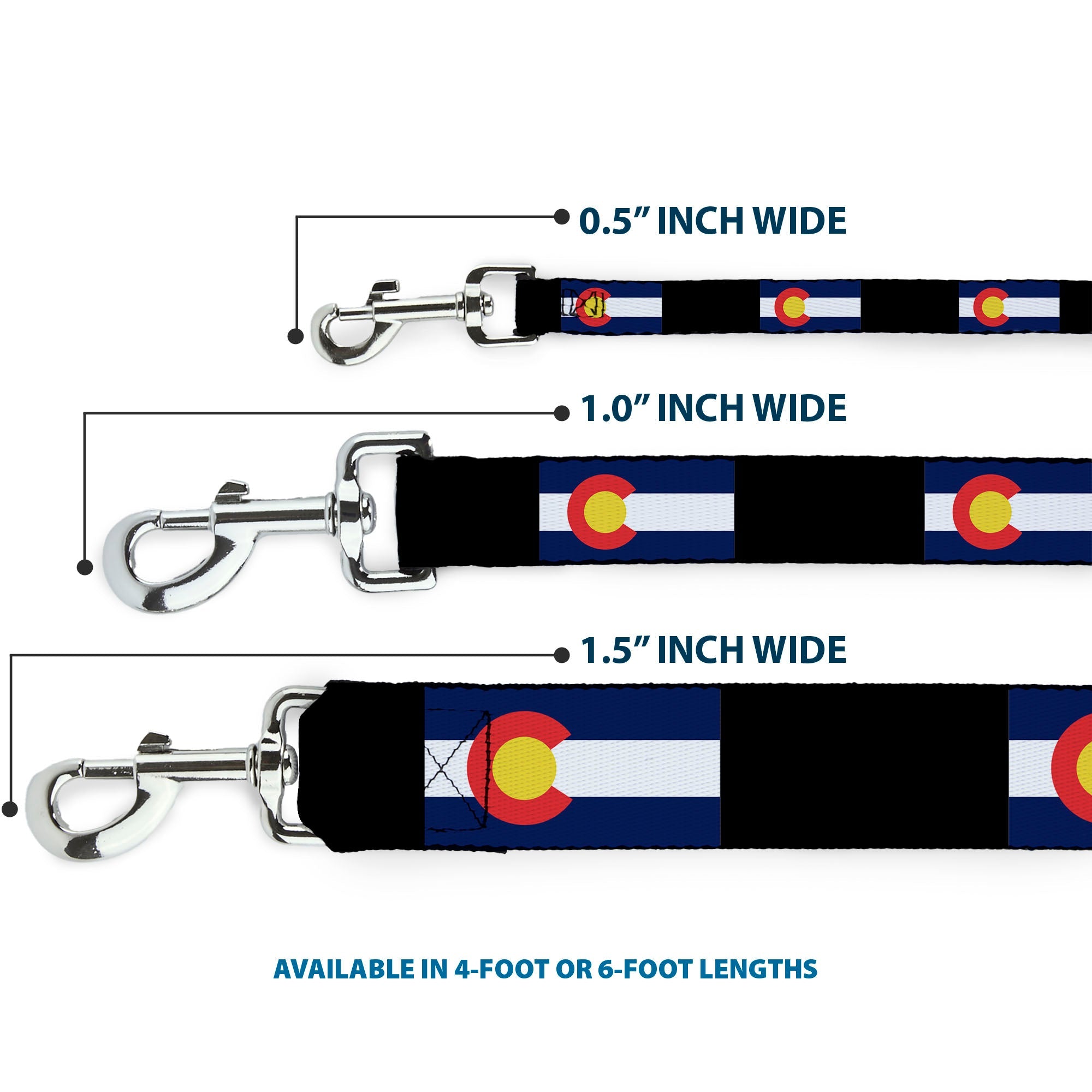 Dog Leash - Colorado Flags3/Black