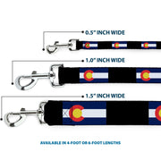 Dog Leash - Colorado Flags3/Black